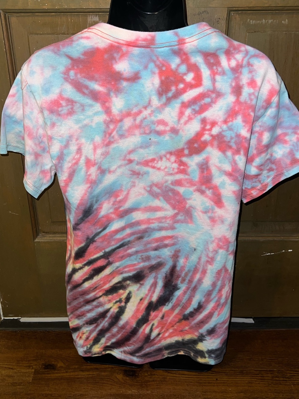 Multicolor Handmade Tie-Dye Pink Short Sleeve Classic Cotton Shirt Size S - Picture 7 of 8